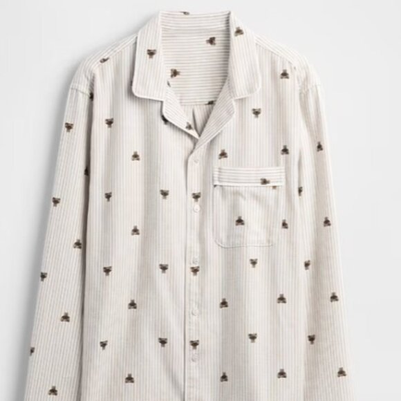 Gap Adult Softest Flannel PJ Shirt Brannan Bear Unisex S - Picture 1 of 7